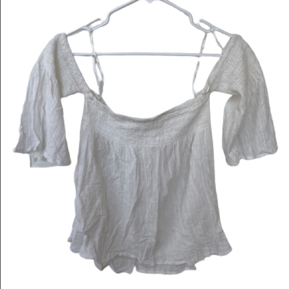 Billabong Off the Shoulder White Sparkly Flowy Top